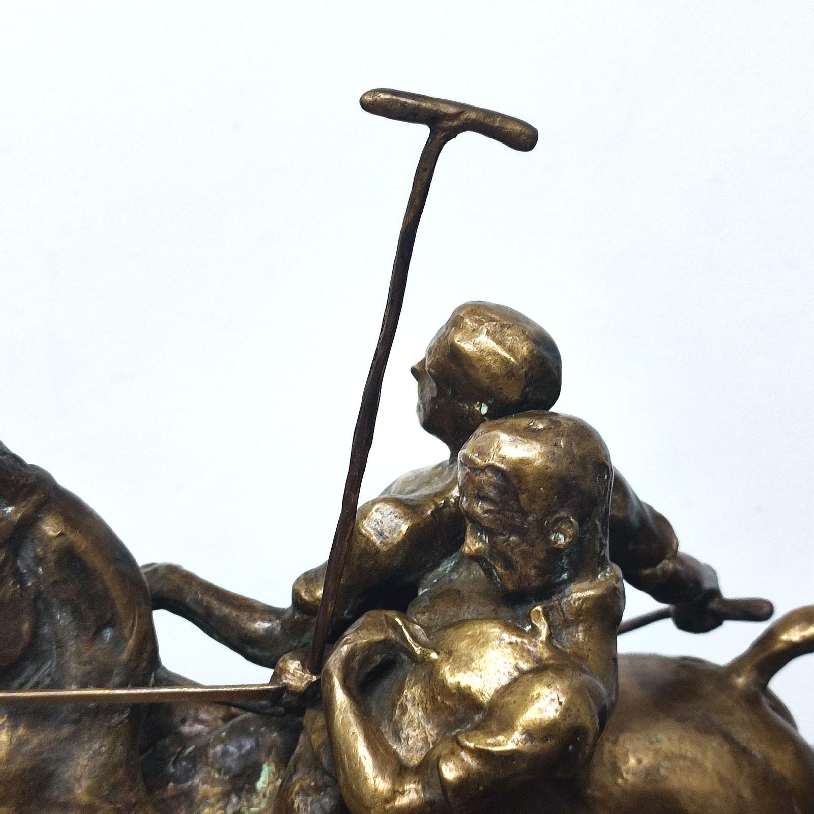 Fred Voelckerling-Bronze-Skulptur von „Polospielern“, 1919 im Angebot 4
