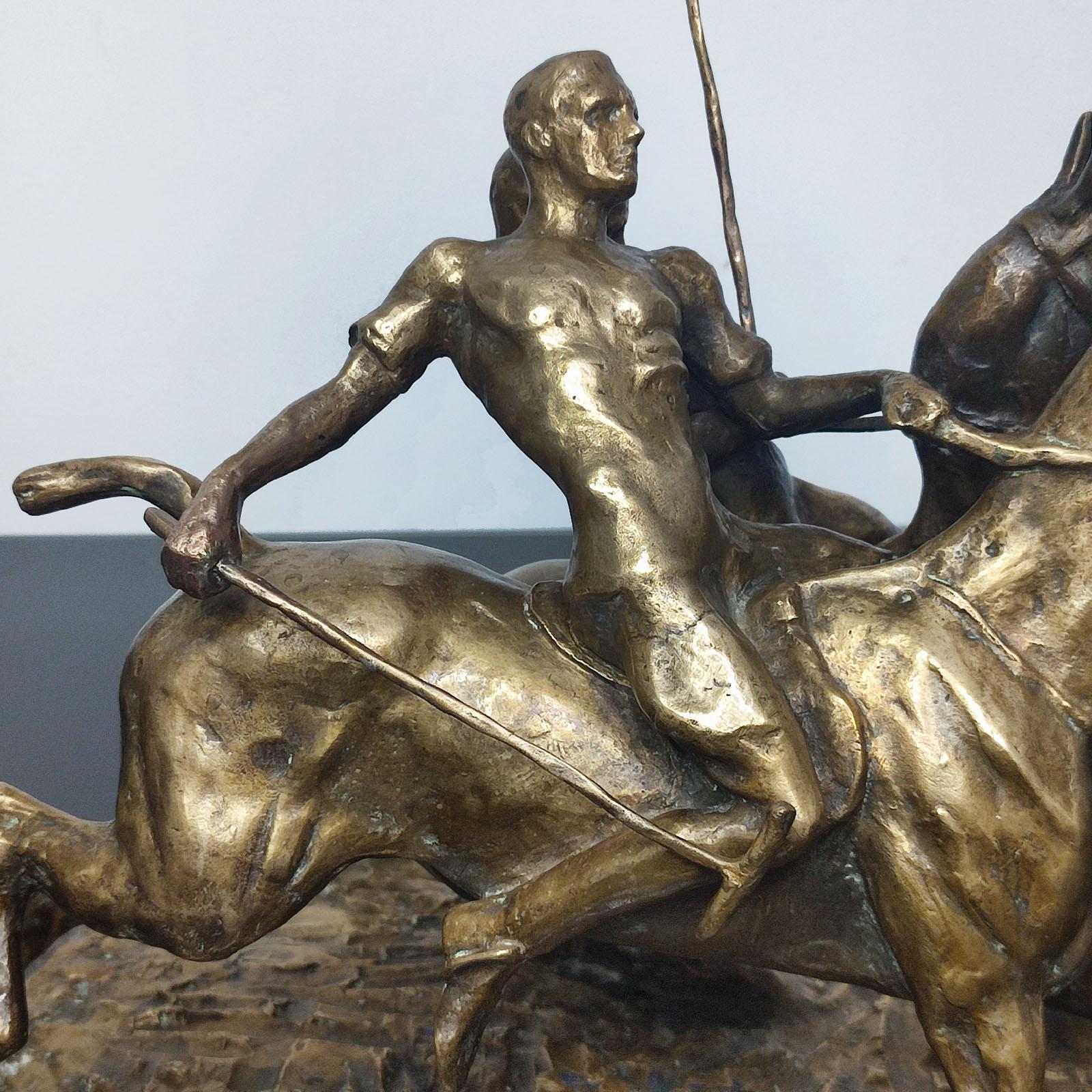 Fred Voelckerling-Bronze-Skulptur von „Polospielern“, 1919 im Angebot 6