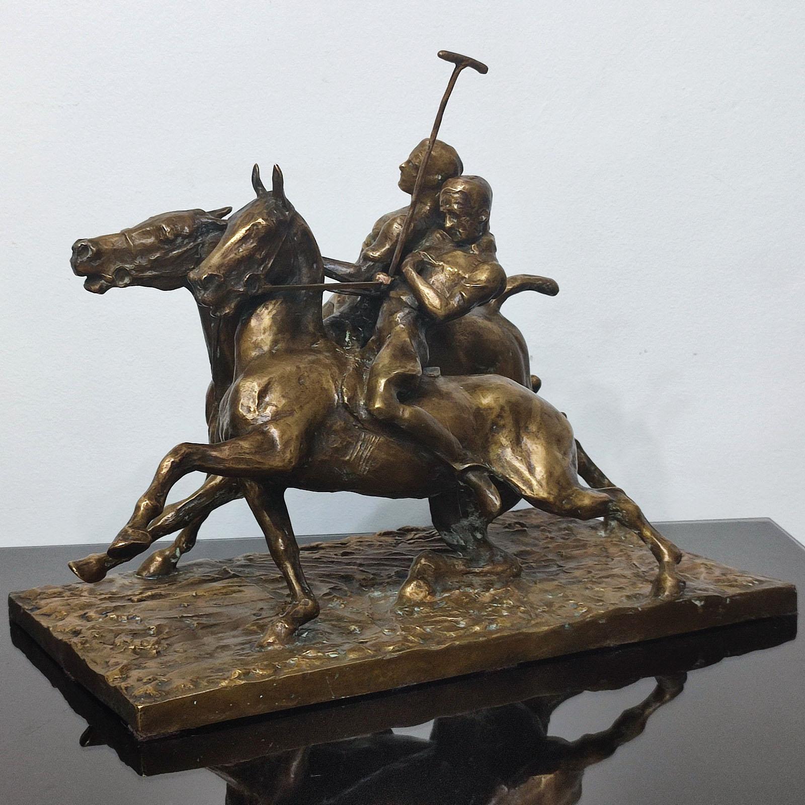 Fred Voelckerling-Bronze-Skulptur von „Polospielern“, 1919 (Deutsch) im Angebot