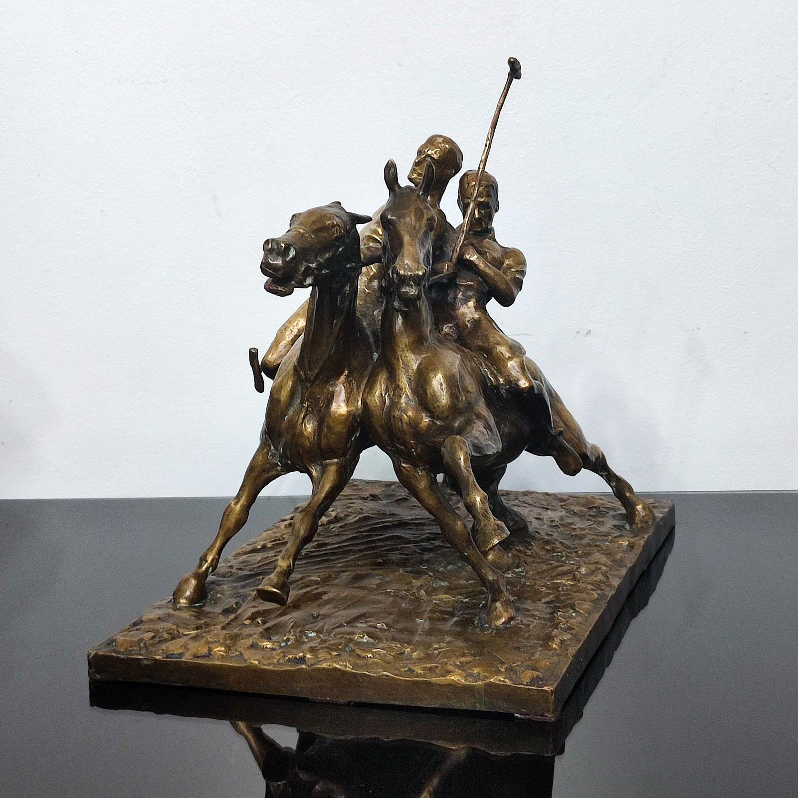 Fred Voelckerling-Bronze-Skulptur von „Polospielern“, 1919 (Gegossen) im Angebot