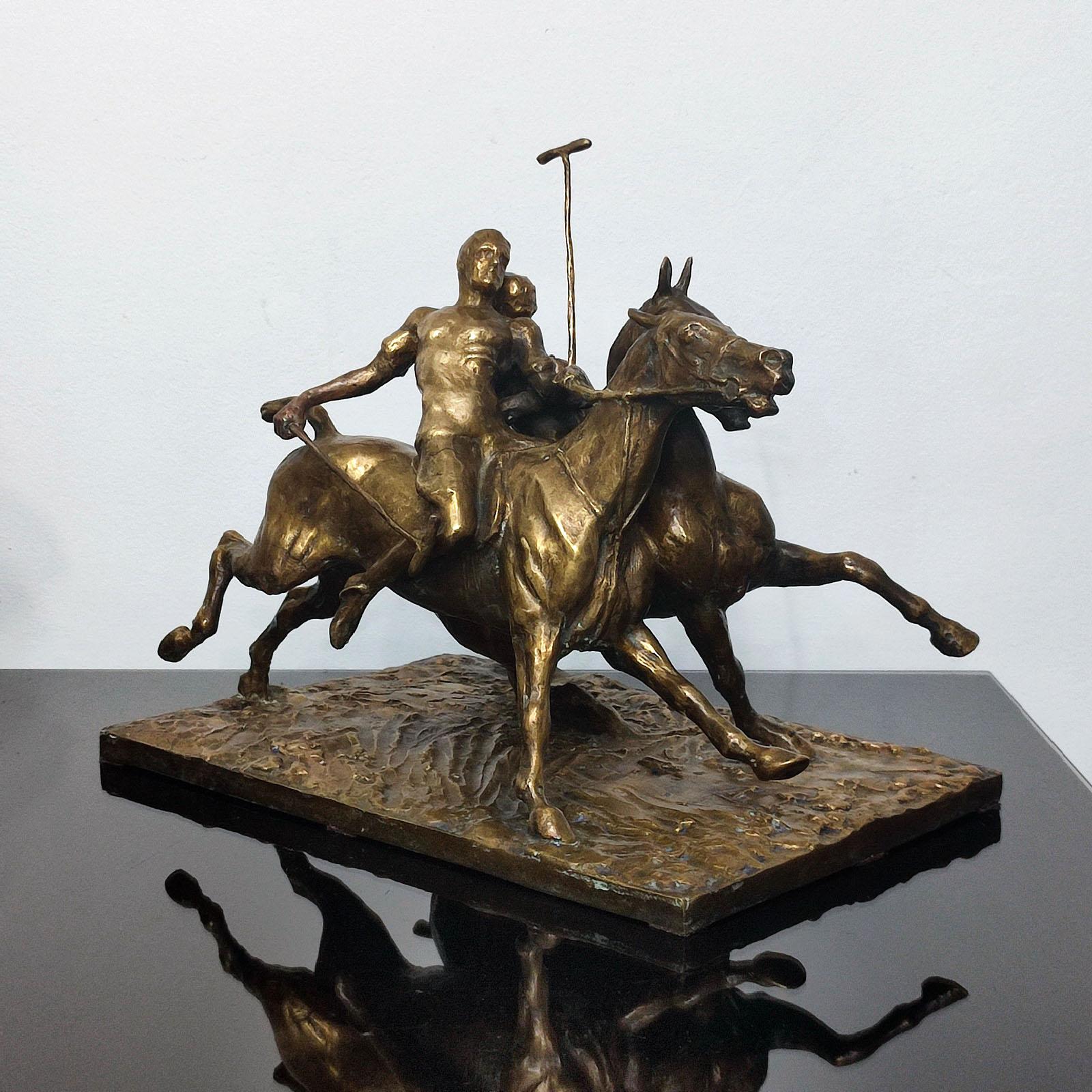 Fred Voelckerling-Bronze-Skulptur von „Polospielern“, 1919 im Zustand „Gut“ im Angebot in Bochum, NRW