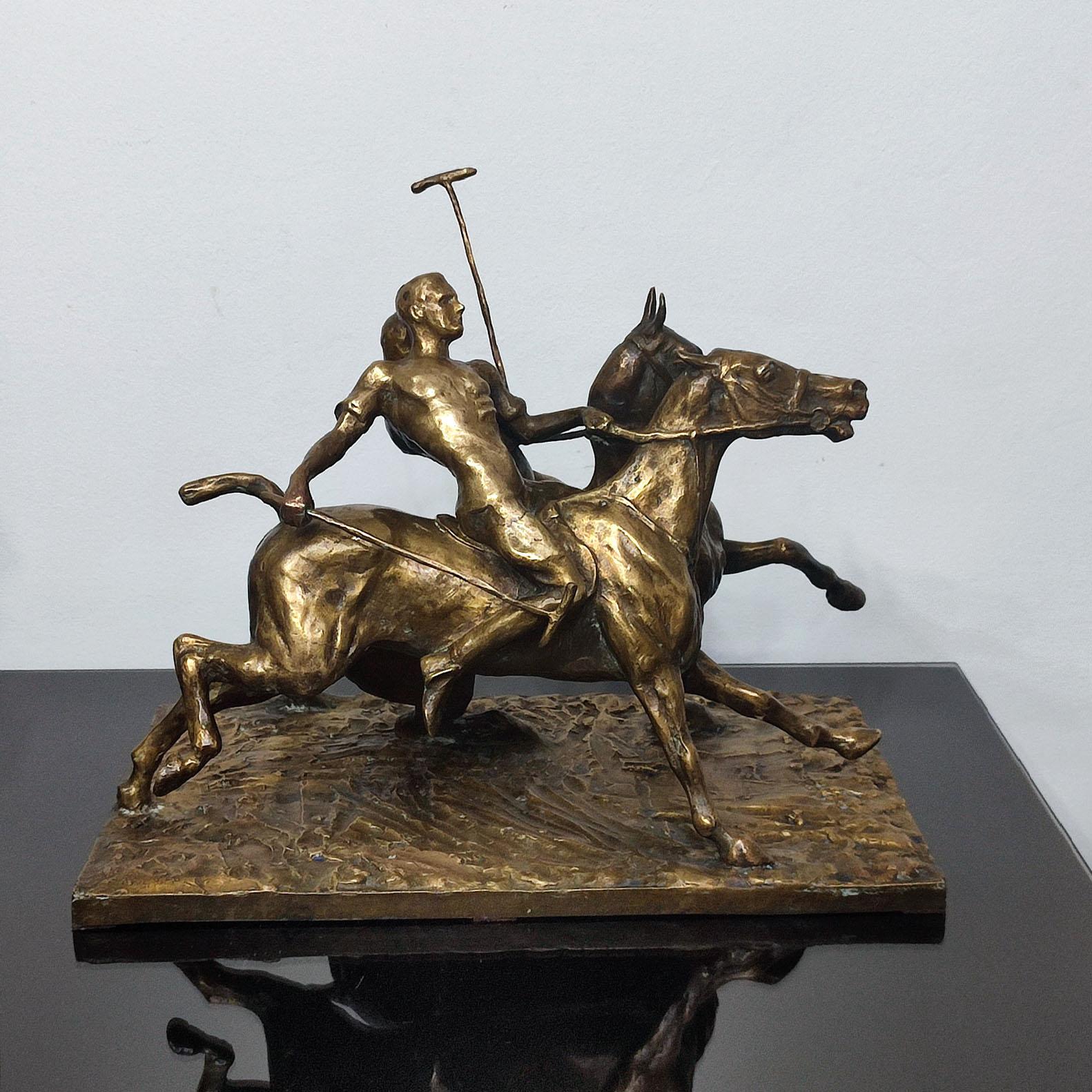 Fred Voelckerling-Bronze-Skulptur von „Polospielern“, 1919 (Frühes 20. Jahrhundert) im Angebot