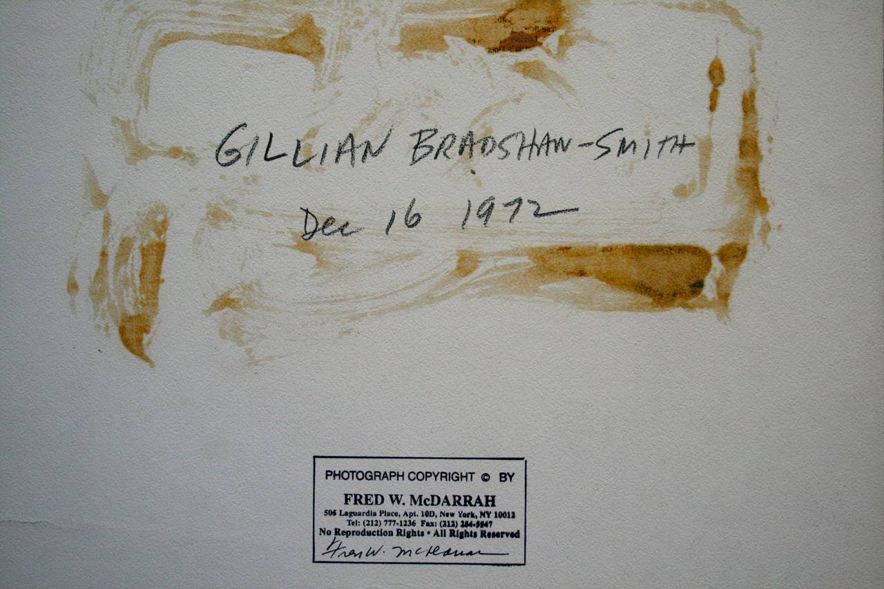 Gillian Bradshaw Smith in Studio - Gray Portrait Photograph by Fred W. McDarrah