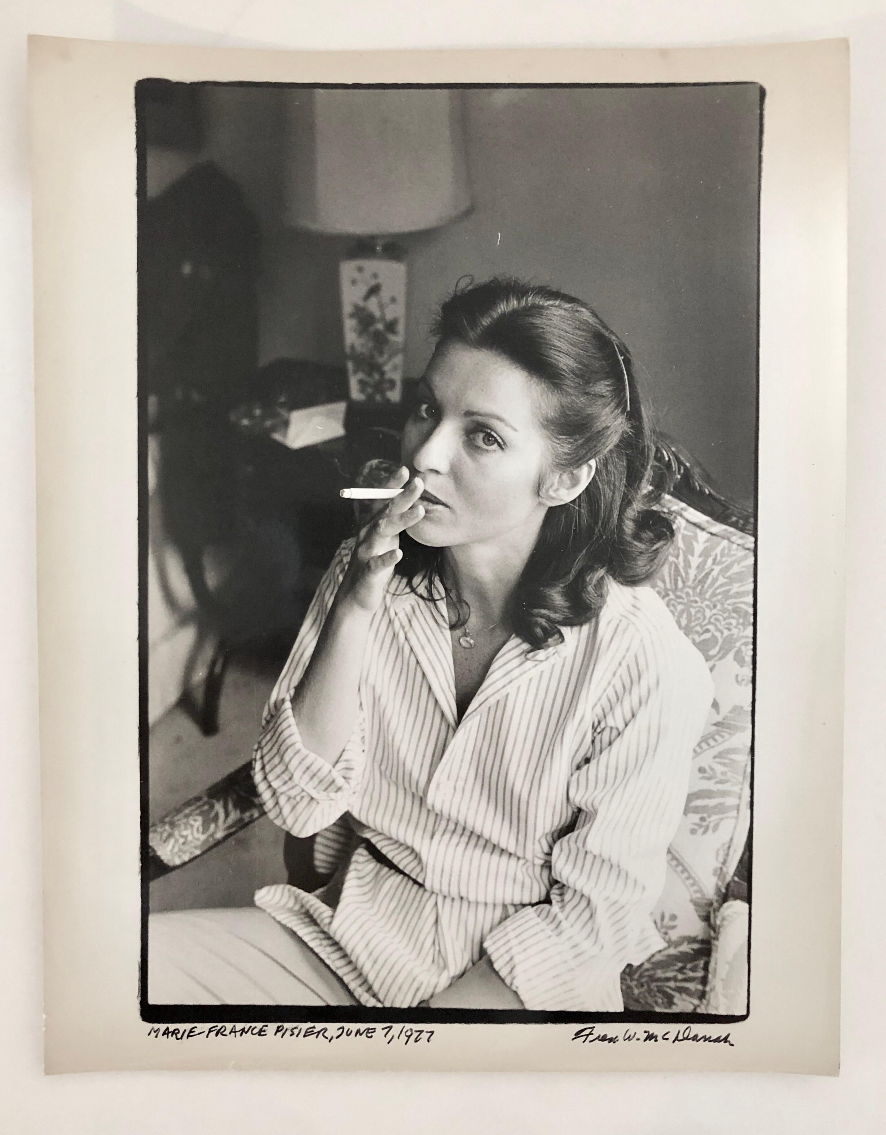 Vintage Silver Gelatin Print Photo French Actress Photograph Smoking  1