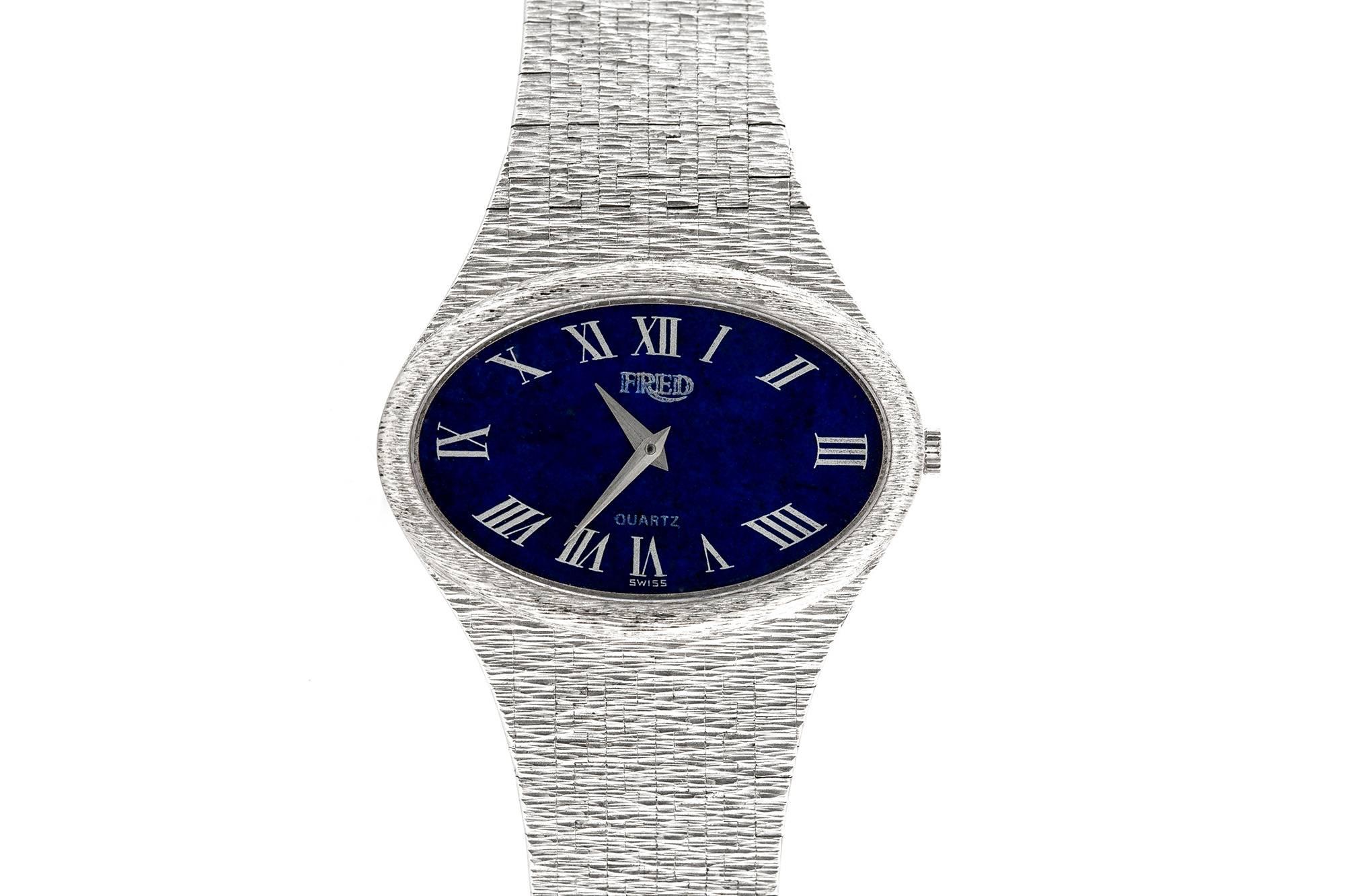 Fred watch finely crafted in 18k white gold, Quartz movement. Case diameter 35mm.