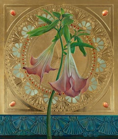 "Brugmansia Datura (grand rose) (2024) par Fred Wessel, peinture Tempera œuf