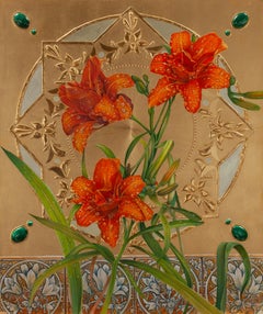 "After the Rain" (2024) By Fred Wessel, Egg Tempera on Gold Leaf Painting