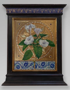 "Angel Trumpets, Morning Dew" (2025) Egg Tempera Painting on Panel