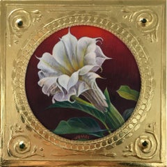 « Icon d'Angel's Trumpet » (2020) par Fred Wessel, peinture Tempera d'œuf sur feuille d'or