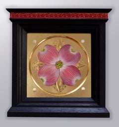 "Dogwood  Blossom" (2024) By Fred Wessel, Egg Tempera on Gold Leaf Painting