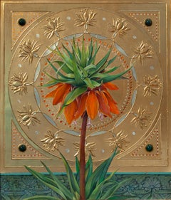 "Fritillaria Imperialis" (2023) di Fred Wessel, pittura a tempera d'uovo/foglia d'oro