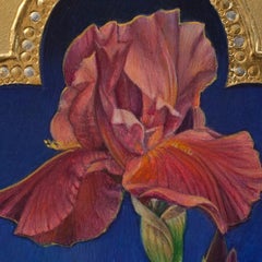 "Little Iris Icon" (2022) By Fred Wessel, Egg Tempera on Gold Leaf Painting