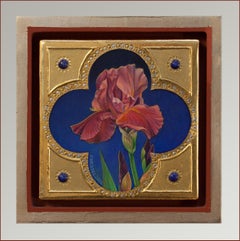 "Little Iris Icon" (2022) By Fred Wessel, Egg Tempera on Gold Leaf Painting