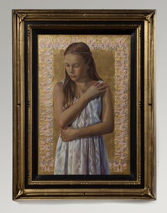 "Modesty" (2016) By Fred Wessel, Egg Tempera Painting on Gold Leaf