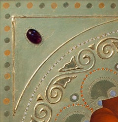 "Lirio naranja - Jarrón morado" (2022) Por Fred Wessel, Pintura al temple al huevo