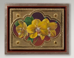 "Nuestra orquídea amarilla" (2020) de Fred Wessel, pintura al temple sobre pan de oro