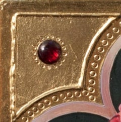 "Pink Rose Icon" (2020) By Fred Wessel, Egg Tempera Painting on Gold Leaf