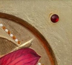 "Trillium rosso" (2024) di Fred Wessel, pittura floreale a tempera d'uovo su foglia d'oro