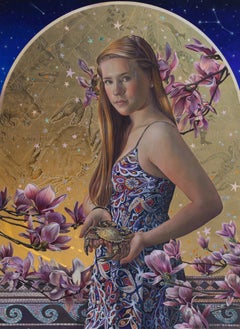 „The Constellation Cancer“ (2015) von Fred Wessel, Eitempera/Blattgold-Gemälde