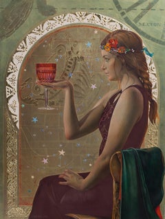 "El cráter de la constelación" (2019) Por Fred Wessel, Pintura al temple al huevo/hoja de oro