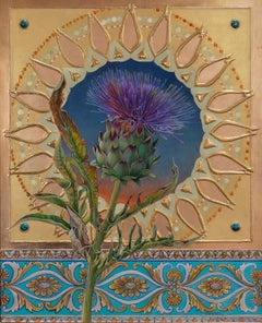 "The Majestic Flowering Artichoke" (2025) Egg Tempera Painting on Panel