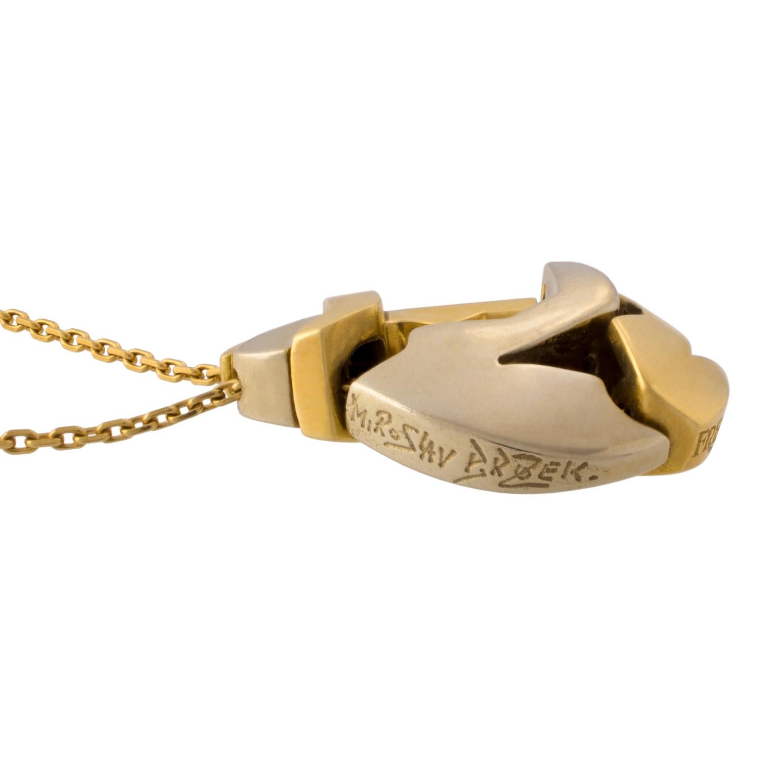 Women's or Men's Fred White and Yellow Gold Embrace Pendant Necklace