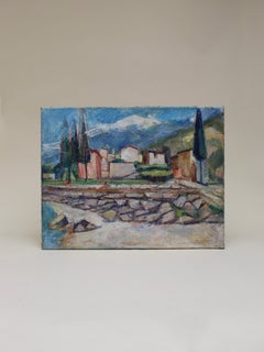 Townscape Ölgemälde auf Leinwand, Fred Winkler (1907-1990)