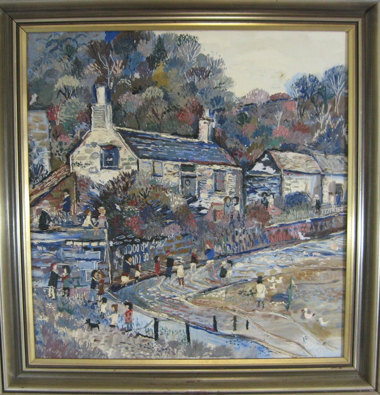 Fred Yates, Oil on Board, Cornish Village Scene For Sale at 1stdibs