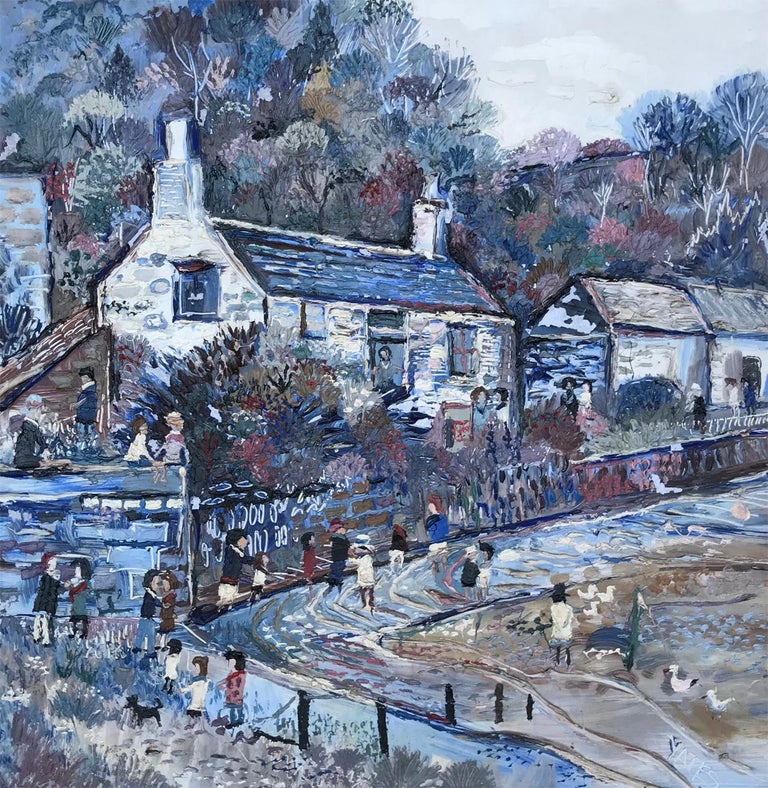 Fred Yates, Oil on Board, Cornish Village Scene For Sale at 1stdibs