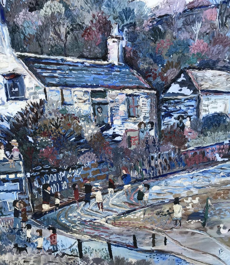 Fred Yates, Oil on Board, Cornish Village Scene For Sale at 1stdibs