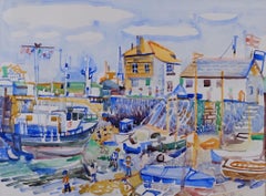 Falmouth Harbour, English 20th Century seascape / landscape by Fred Yates  