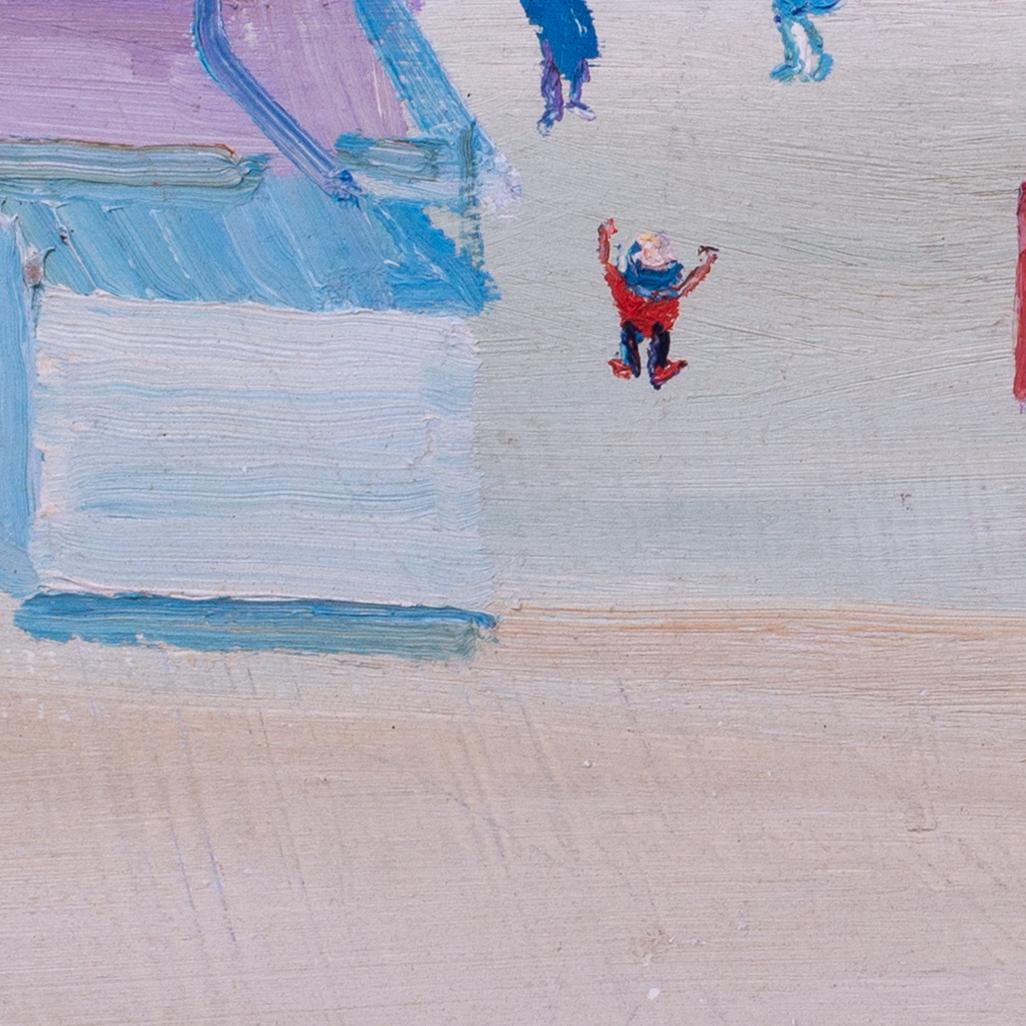 'Esercitazione antincendio' di Fred Yates, artista britannico del XX secolo, acrilico su tavola, moderno in vendita 4