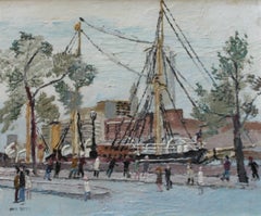 „The Discovery“ auf dem Embankment, London, naiv, figurativ, Öl von Fred Yates