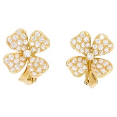 Boucles d'oreilles trèfle en or jaune avec diamants FRED