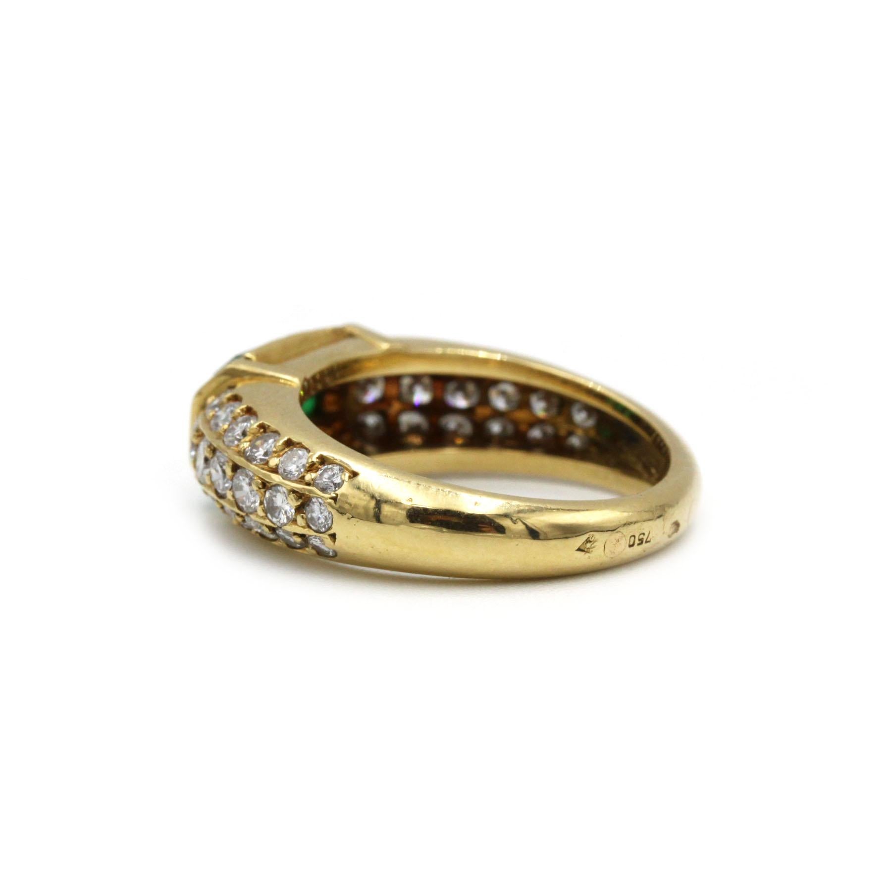 Bague FRED en or jaune avec émeraudes et diamants Pour femmes en vente