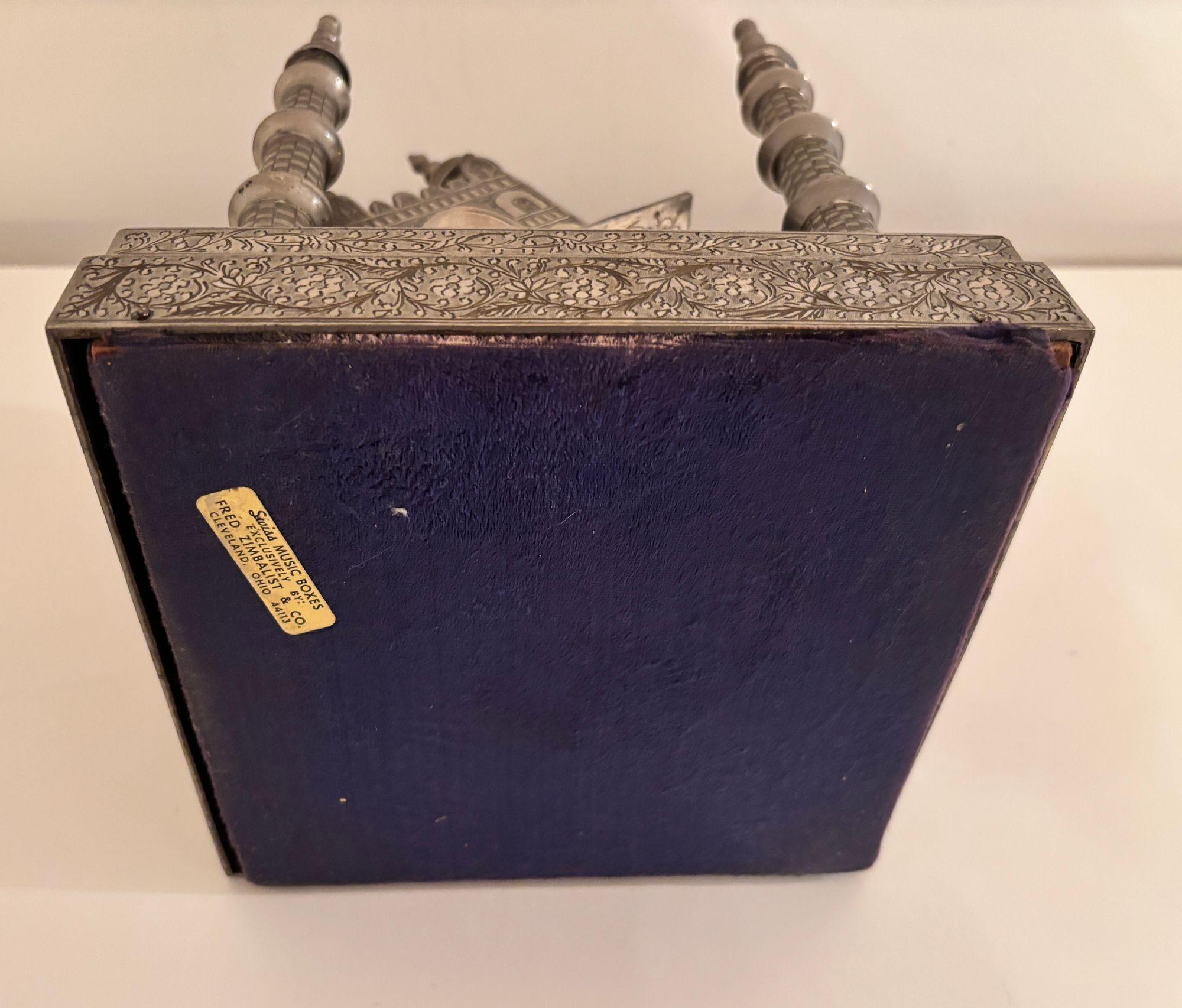 Metal Fred Zimbalist Taj Mahal Music Box Swiss Thorens Movement Circa 1930 Number 29 For Sale