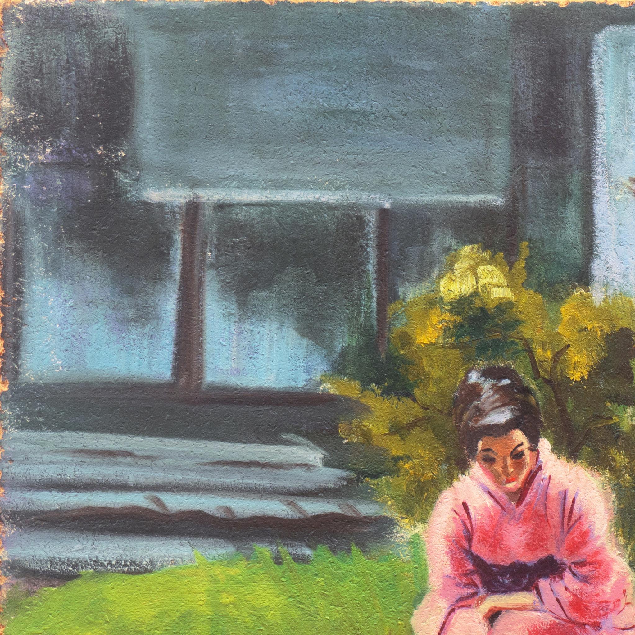 'Ladies in a Japanese Garden', Alameda Art Association, California For Sale 1