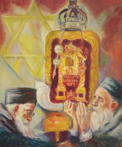 High Holidays Shofar Judaica Oil Painting