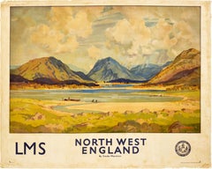 Original Vintage Train Travel Poster North West England LMS Railway F Marston
