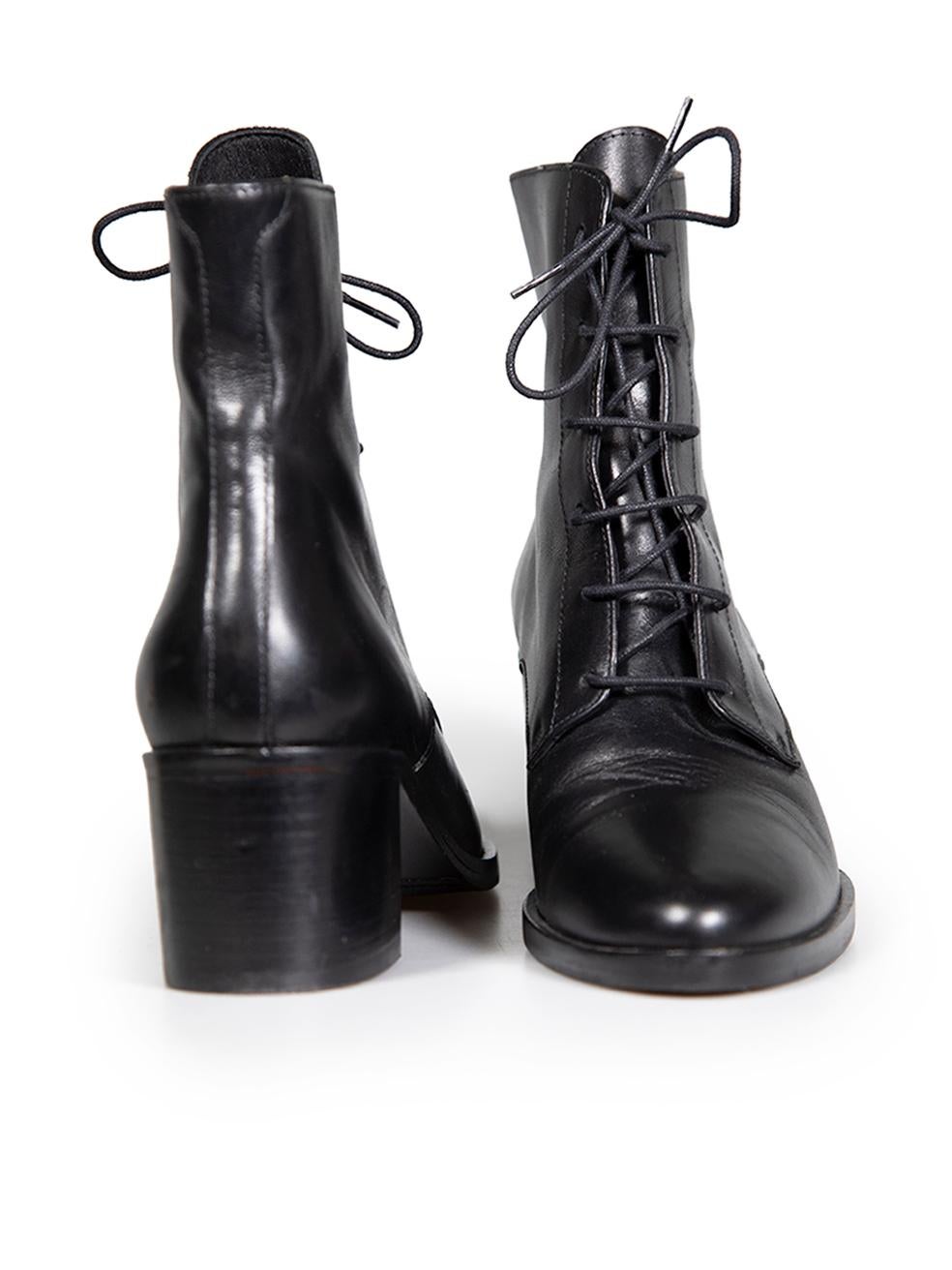 Freda Salvador Black Leather Laced Ankle Boots Size US 8 In Good Condition For Sale In London, GB