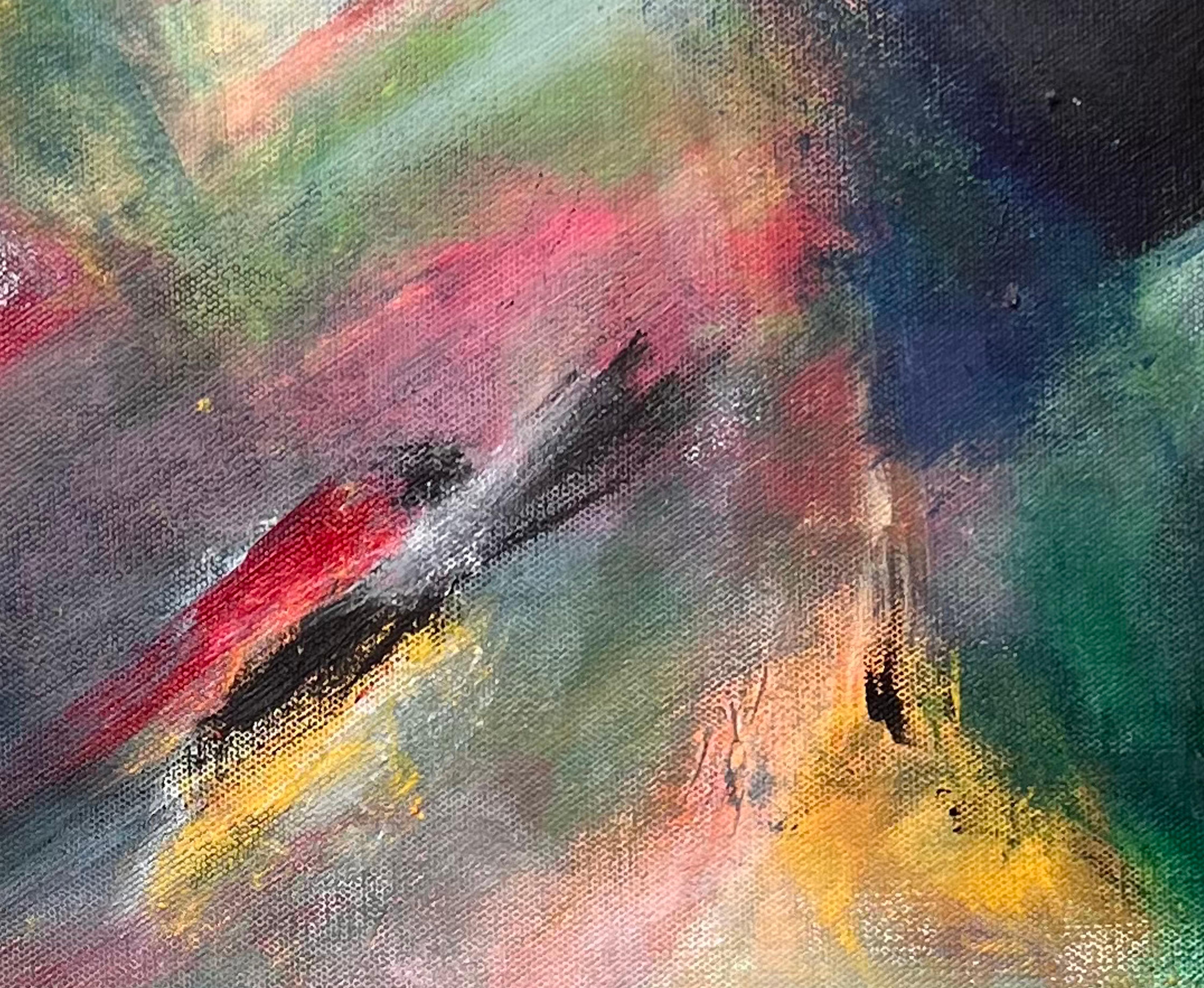 Unfinished Melody, lyrical atmospheric colorful abstract gesture - Painting by Fredda Tone