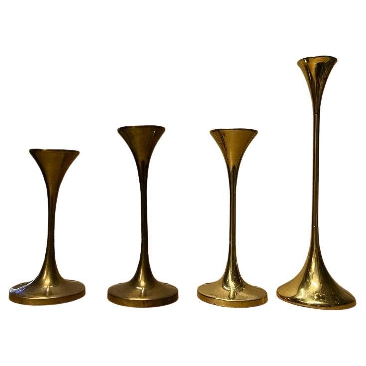 Freddie Andersen set of four candlesticks, Denmark 1970s In Good Condition For Sale In Vienna, AT