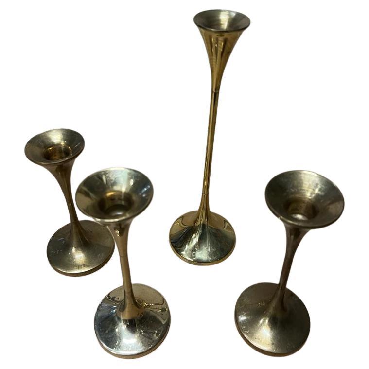 Late 20th Century Freddie Andersen set of four candlesticks, Denmark 1970s For Sale