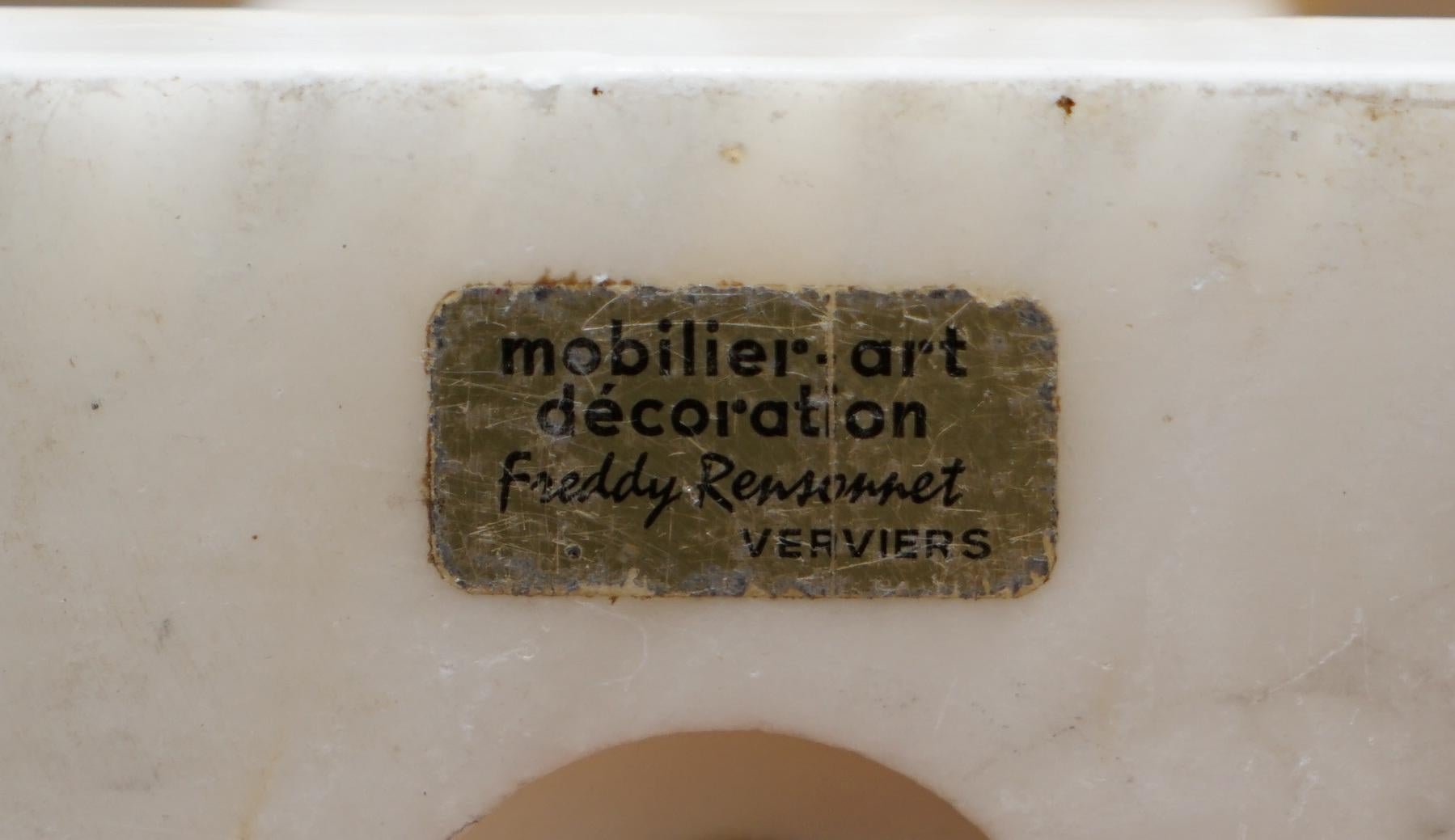 Lampe sur socle en marbre de Carrare estampillé Freddy Rensonnet avec raisins d'albâtre en vente 9