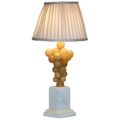 Freddy Rensonnet Fully Stamped Carrara Marble Base Lamp with Alabaster Grapes