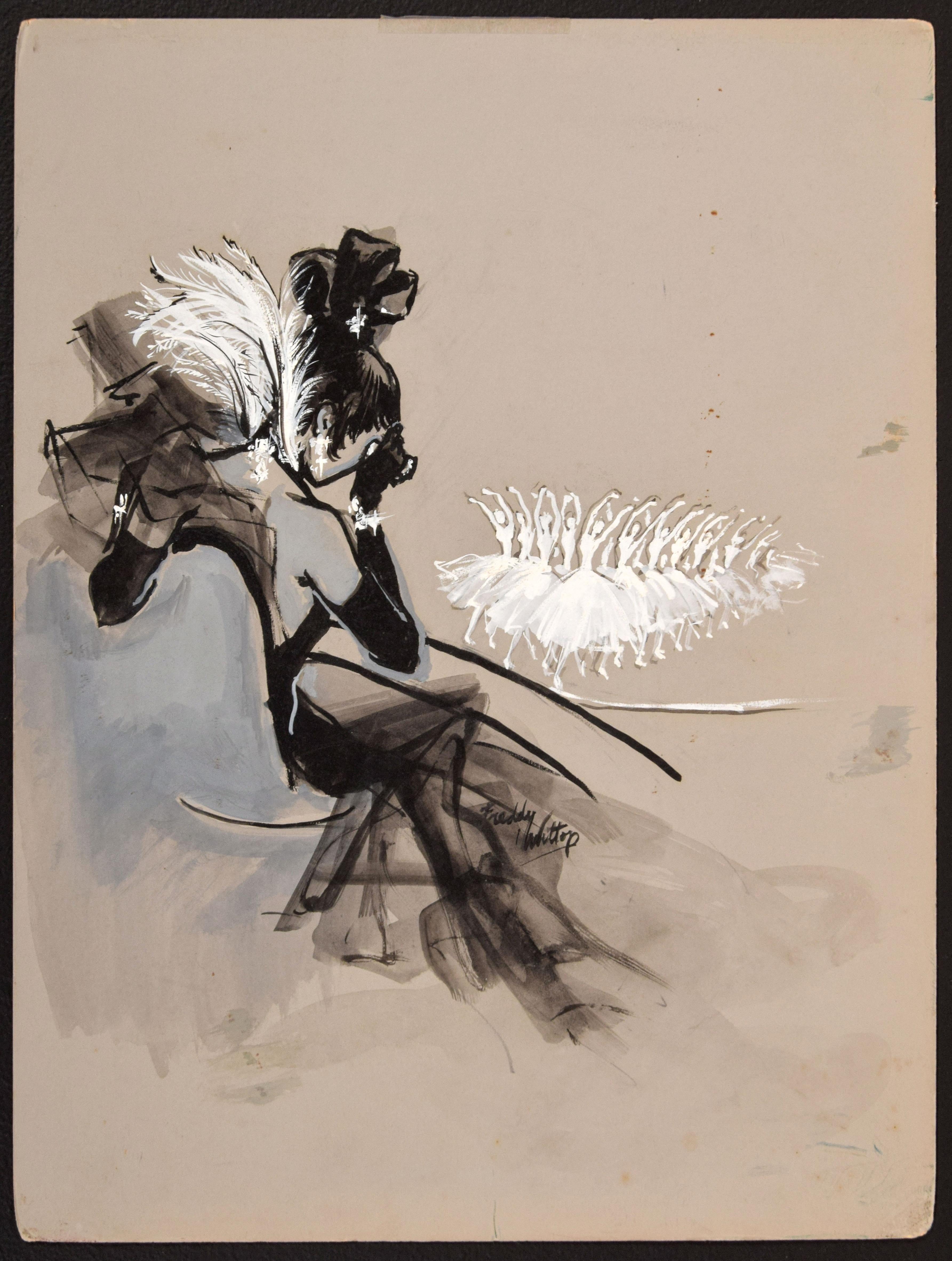 Freddy Wittop Ballet Drawing, Mixed Media For Sale 1