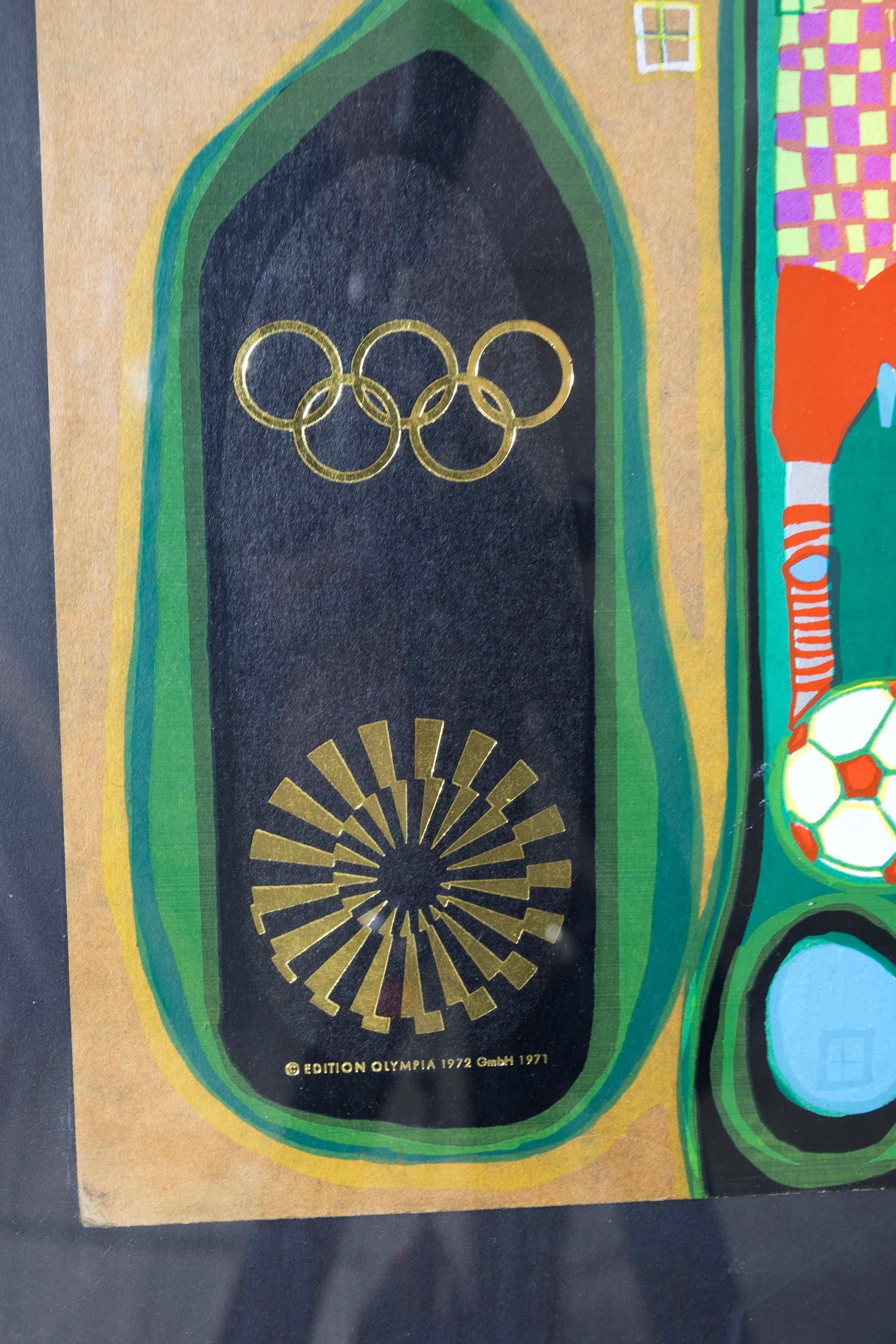 Fredensreich Hundertwasser Olympic Munich Gold Foil Silkscreen 1972 Framed For Sale 7