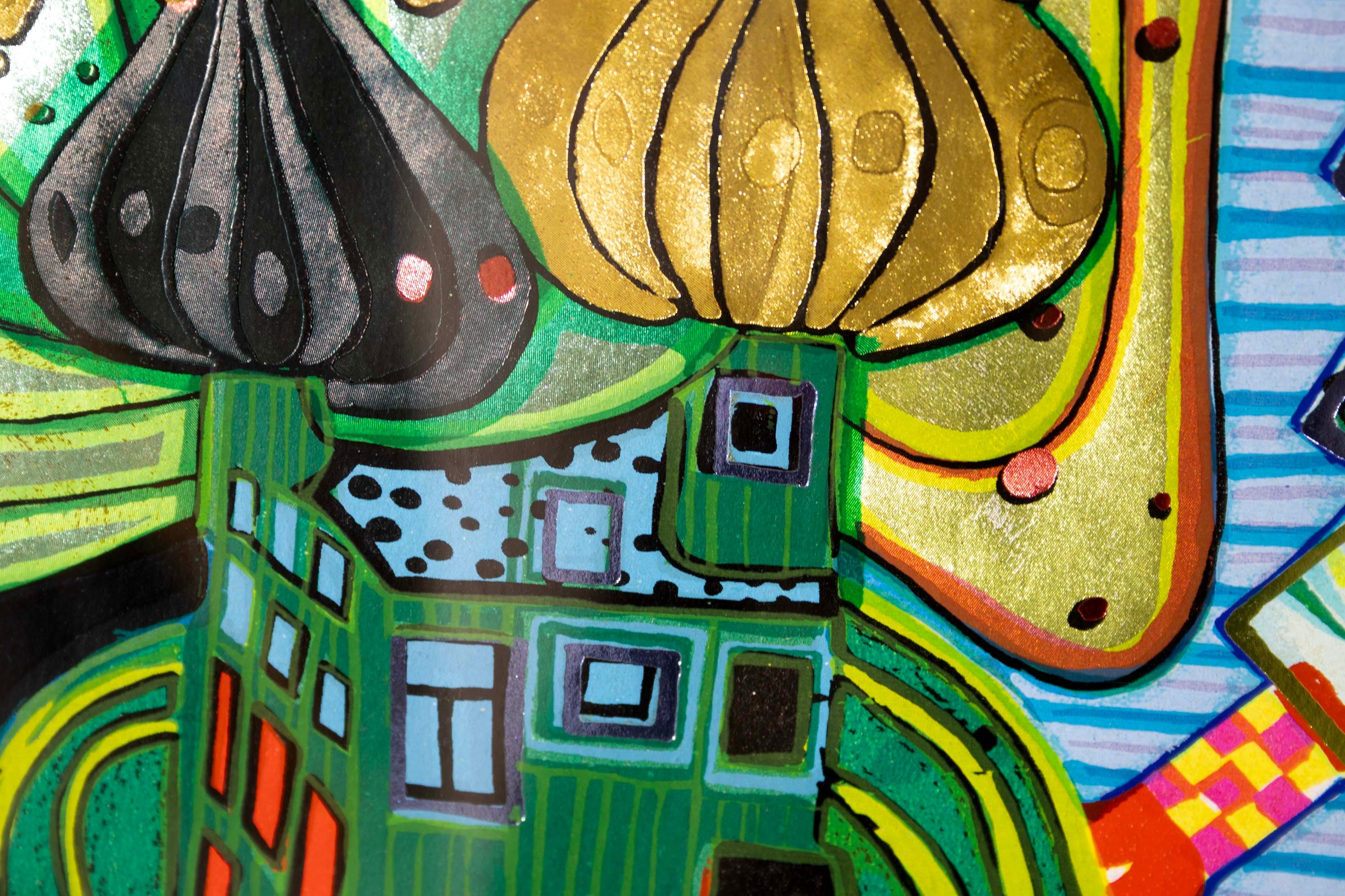 Fredensreich Hundertwasser Olympic Munich Gold Foil Silkscreen 1972 Framed For Sale 2