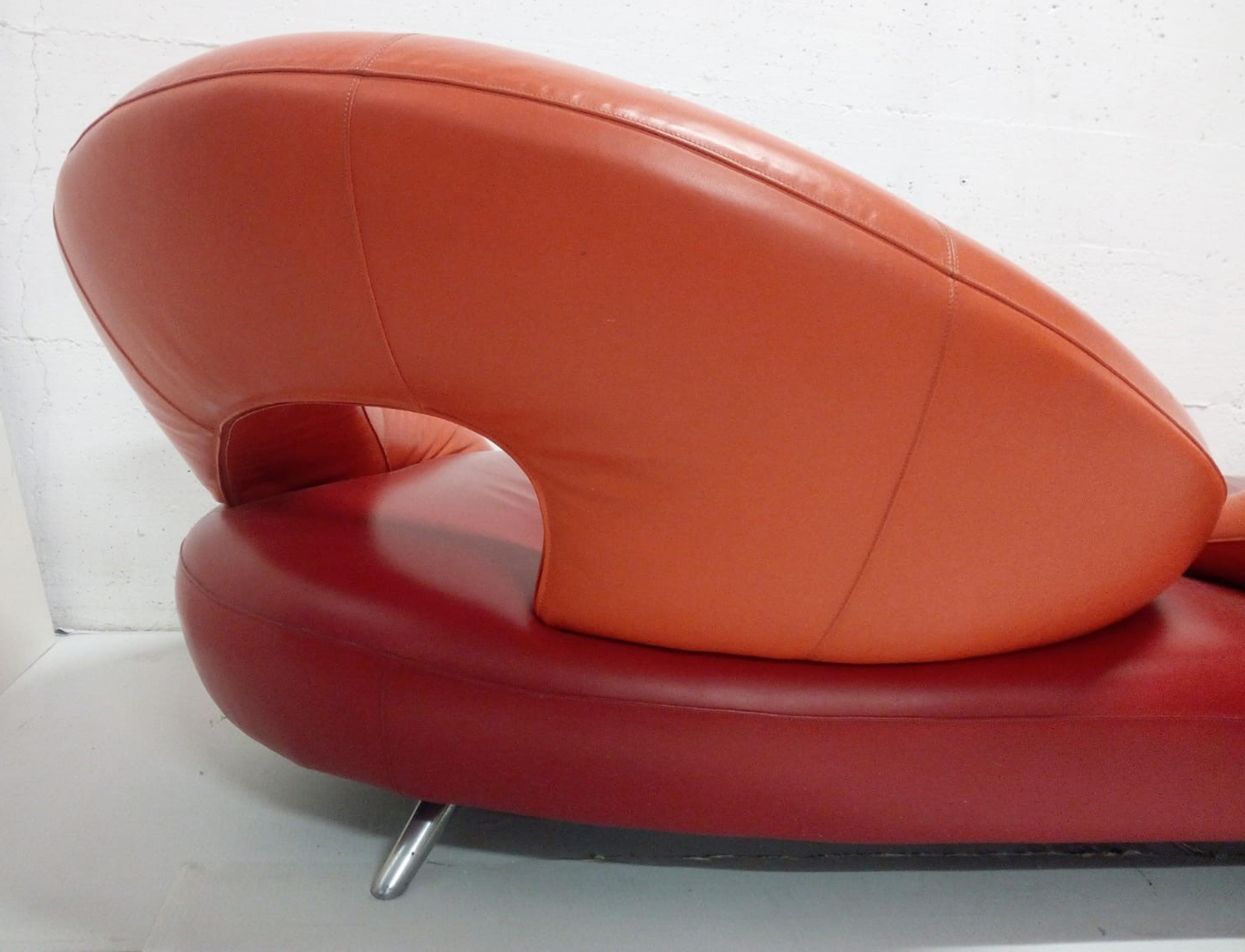 Frédéric Amat Prototype Leather Sofa for Poltromec Italia, 1970s 1