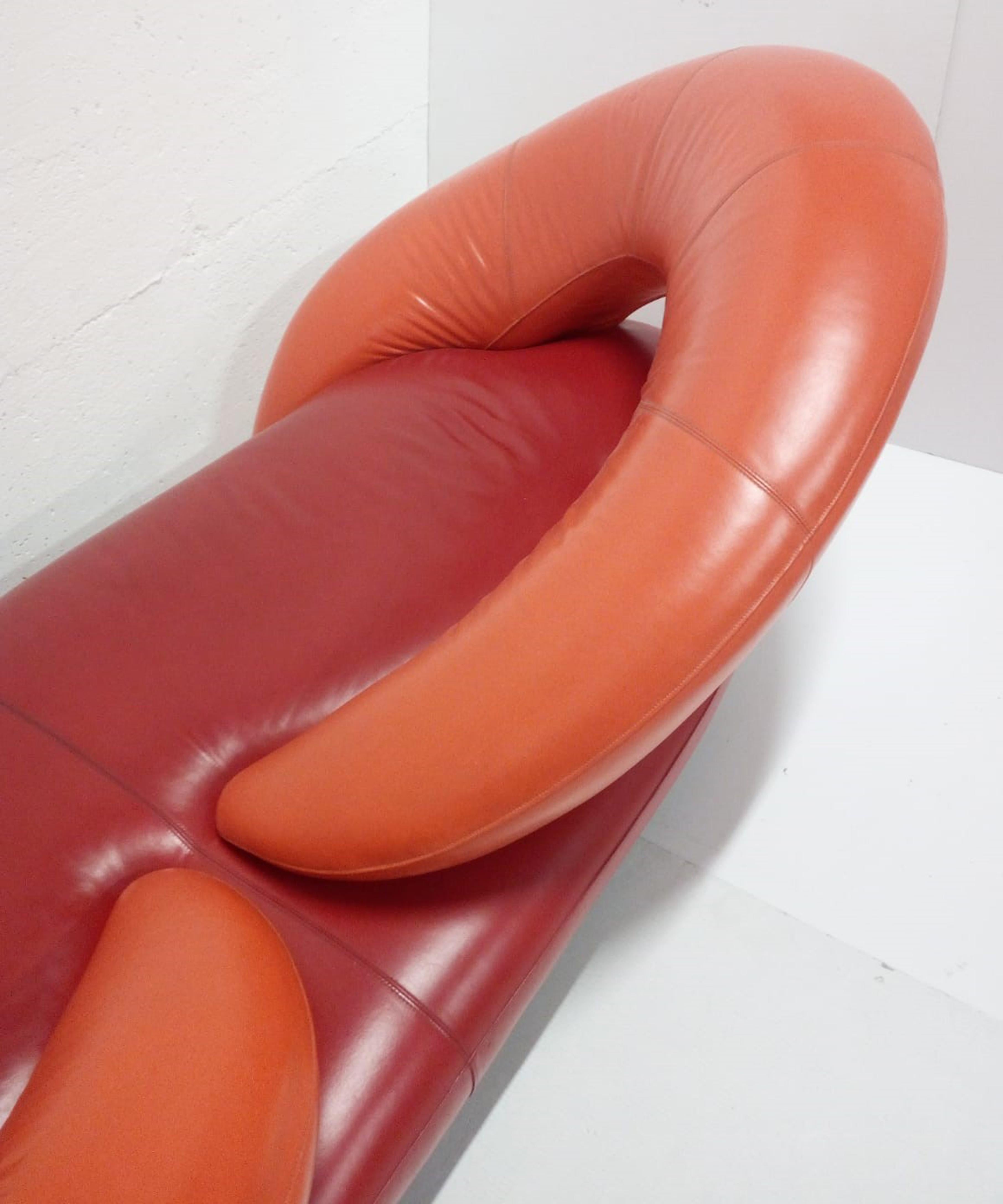 Frédéric Amat Prototype Leather Sofa for Poltromec Italia, 1970s 2